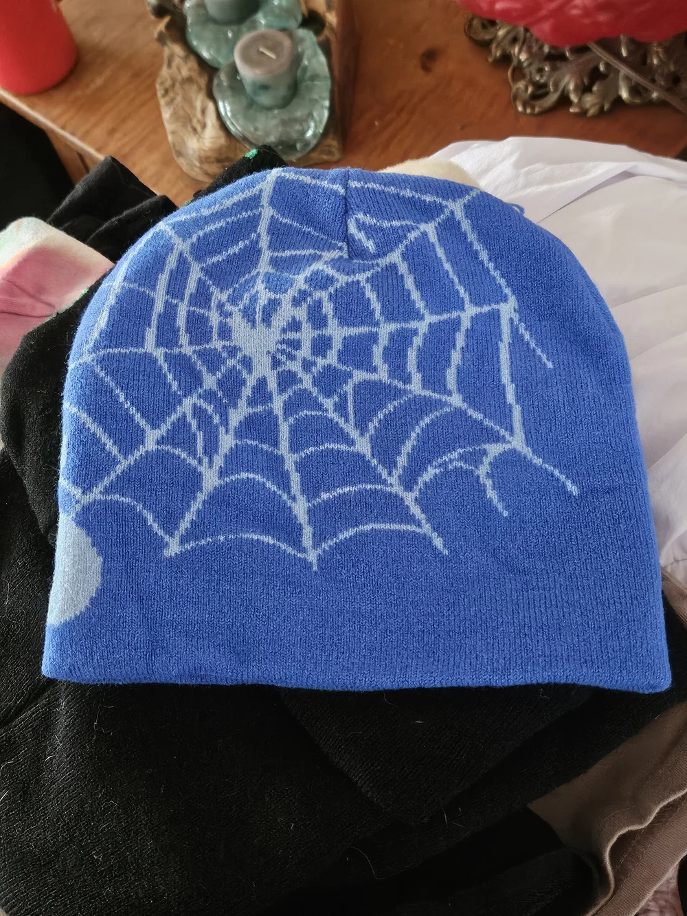 Grvty Visions Hat Knit Beanie Hat Psychedelic Spider Web Graphic Unisex OS